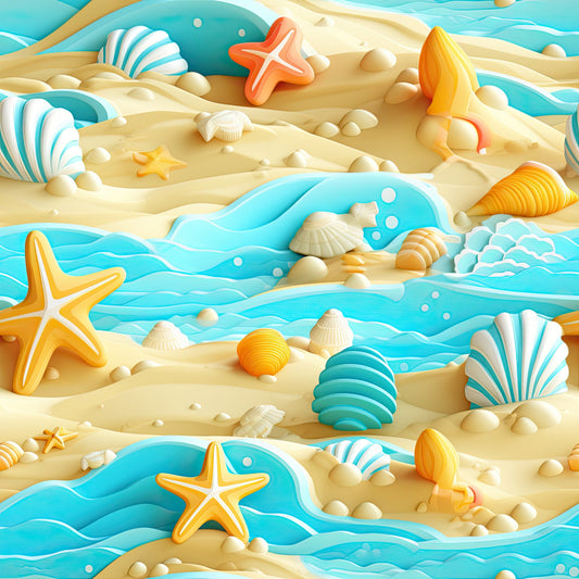 Beach Life Pattern 8 Quilting Cotton Fabric