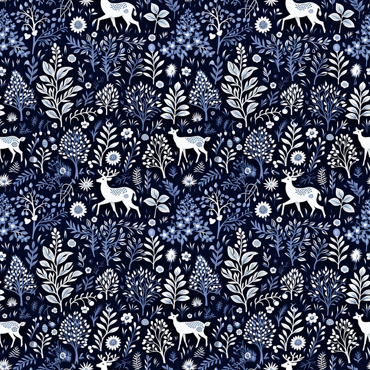 Delft Blue Winter Pattern 7 Quilting Cotton Fabric