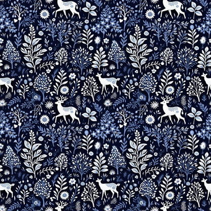 Delft Blue Winter Pattern 7 Quilting Cotton Fabric