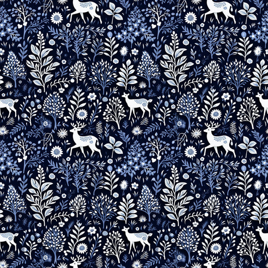 Delft Blue Winter Pattern 7 Quilting Cotton Fabric