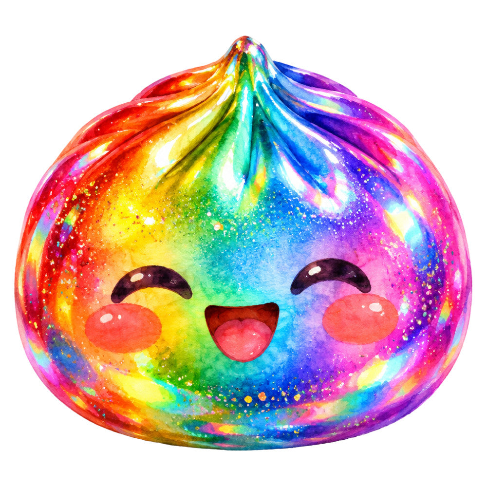 rainbow, multicolor, bright colors, vibrant, glitter, sparkle, gradient, ombre, cute face, kawaii, happy expression, smiling character, whimsical, playful, children's, kids, pastel rainbow, gold sparkle, holographic, magical, fantasy, character face, colorful gradient, joy, cheerful, fun, playful design, novelty print