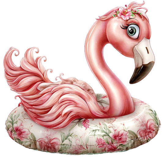 flamingo, pink, coral pink, rose pink, cream, floral, flowers, whimsical, playful, cute, animal, bird, tropical, spring, summer, garden flowers, peonies, dahlias, feminine, sweet, decorative, children's, nursery, baby, fantasy, elegant, nature-inspired, blossoms, flower crown, float ring