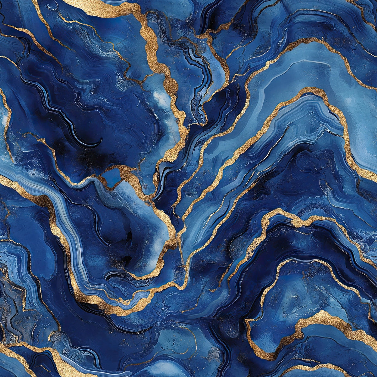 Royal Blue and Gold Agate Pattern 20 Minky Fabric