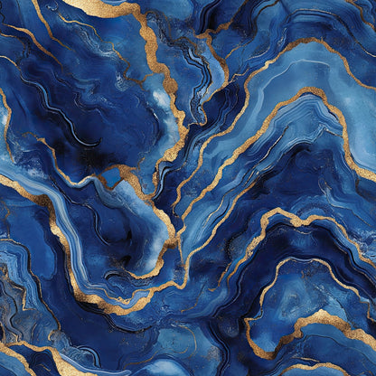 Royal Blue and Gold Agate Pattern 20 Minky Fabric