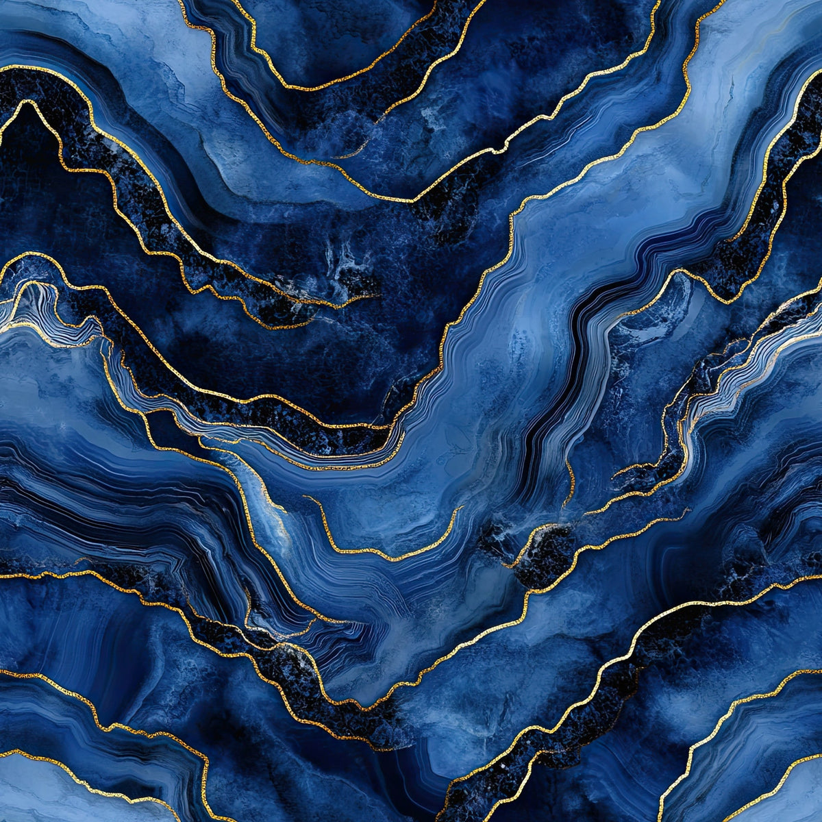 Royal Blue and Gold Agate Pattern 29 Minky Fabric
