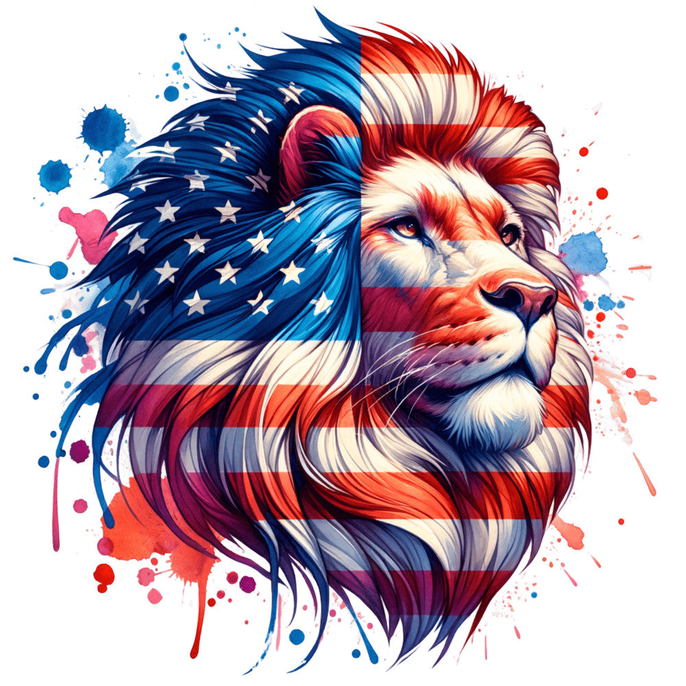 American Flag Animal Fabric Panel 12