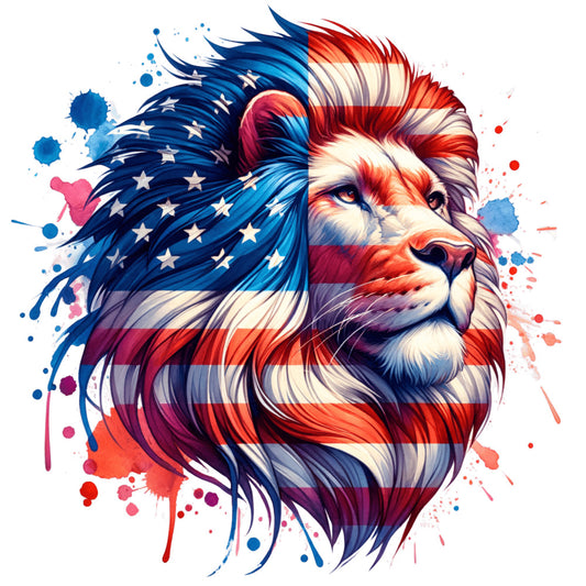 American Flag Animal Fabric Panel 12