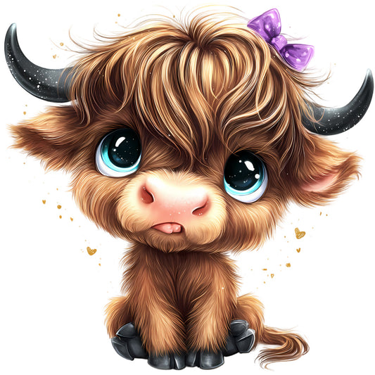Adorable Highland Cows Fabric Panel 9