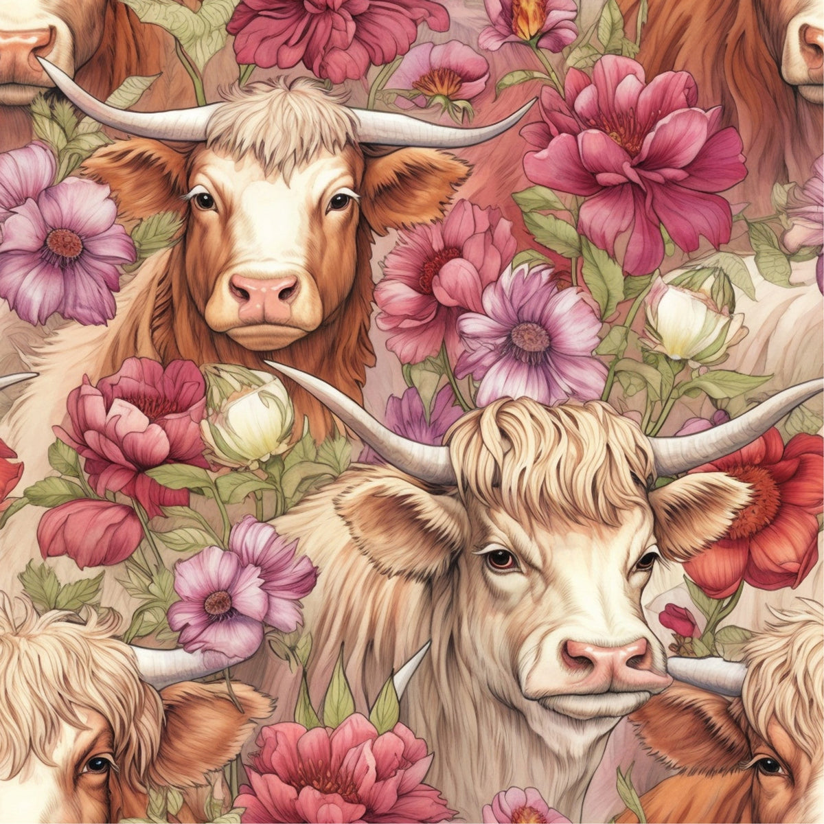 Blooming Bovines Pattern 19 Minky Fabric