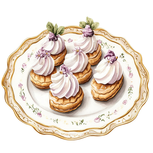 macarons, pastry, dessert, dusty rose, blush pink, cream, gold, vintage, elegant, whimsical, floral, botanical, food illustration, french, tea party, gourmet, bakery, spring, summer, ornate border, decorative plate, dessert theme, delicate flowers, romantic, feminine, fine dining, table runner, wall hanging, culinary art