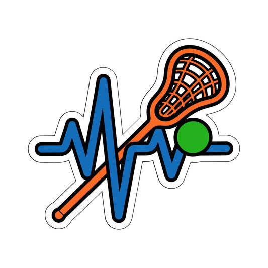 lacrosse, sports, heartbeat, ekg, medical, health, blue, orange, green, athletic, geometric, modern, active lifestyle, youth, school spirit, team sports, vibrant, bold, contemporary, fitness, wellness, healthcare, dynamic, energetic, sticker style, graphic design, hobby, recreation, sports equipment