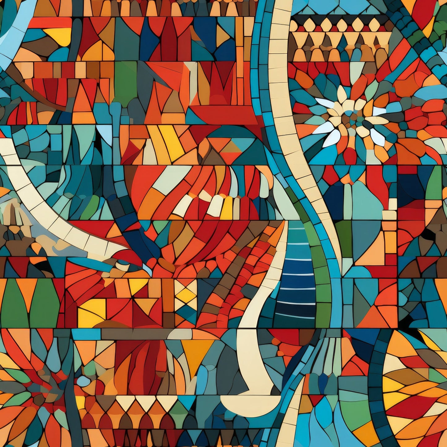 Mosaic Art Pattern 21 Quilting Cotton Fabric