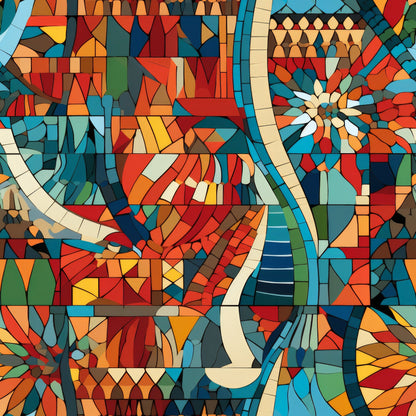 Mosaic Art Pattern 21 Quilting Cotton Fabric
