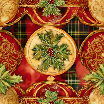 Red Green Gold Christmas Pattern 1 Quilting Cotton Fabric