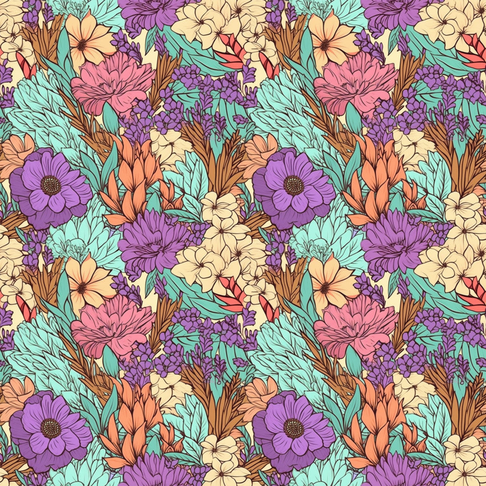 Tangerine Teal Reverie Pattern 5 Minky Fabric