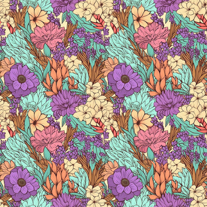 Tangerine Teal Reverie Pattern 5 Minky Fabric