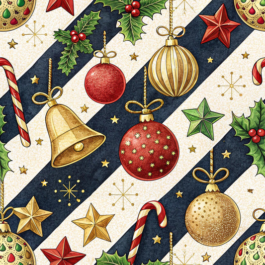Christmas Ornaments Pattern 9 Quilting Cotton Fabric