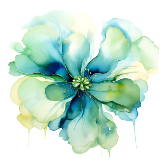 Alcohol Ink Flower Fabric Panel 23