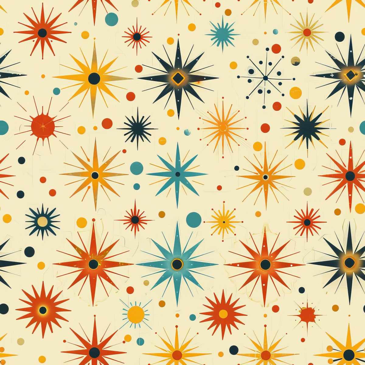 Midcentury Cosmos Pattern 9 Minky Fabric