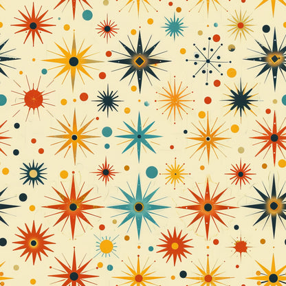 Midcentury Cosmos Pattern 9 Minky Fabric