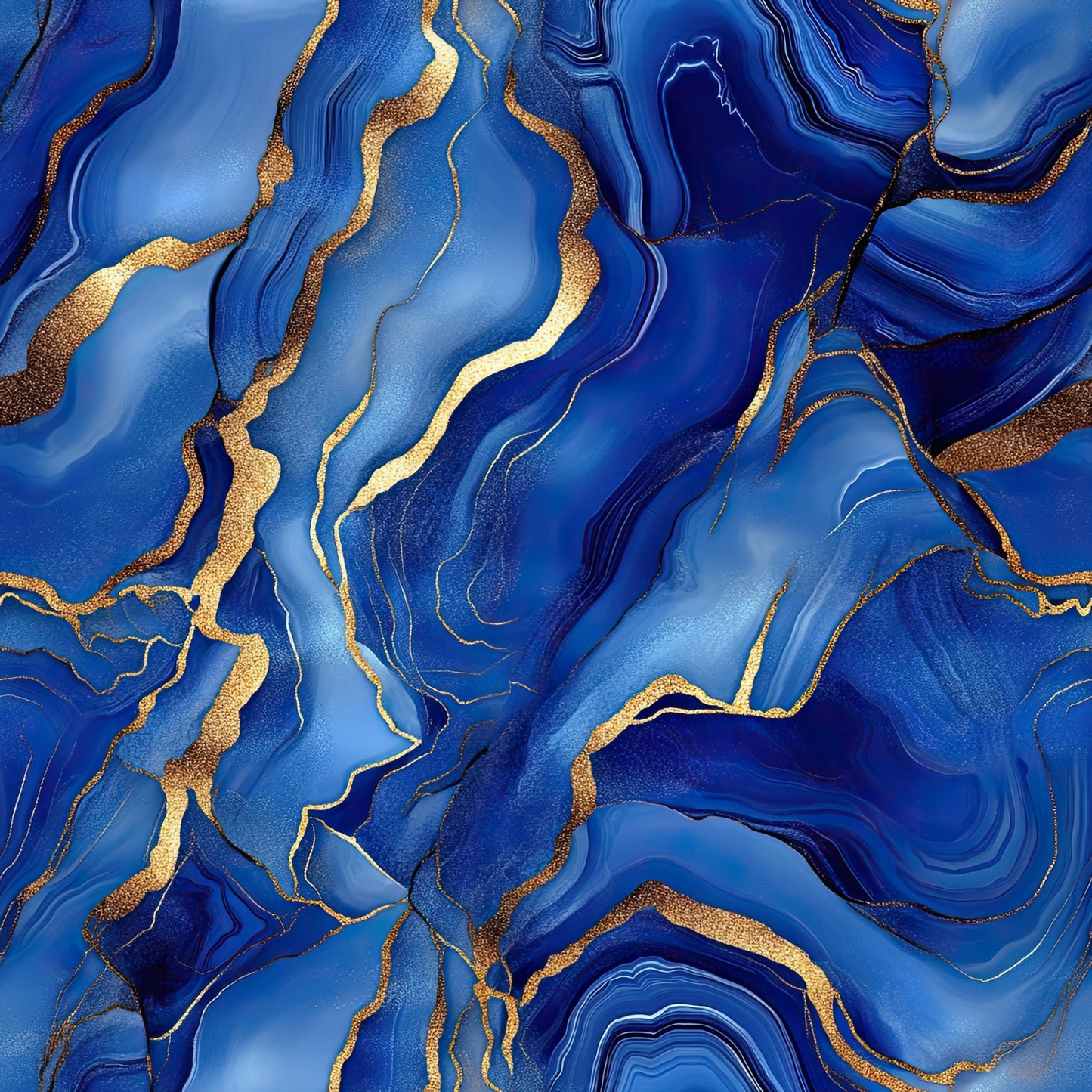 Royal Blue and Gold Agate Pattern 22 Quilting Cotton Fabric