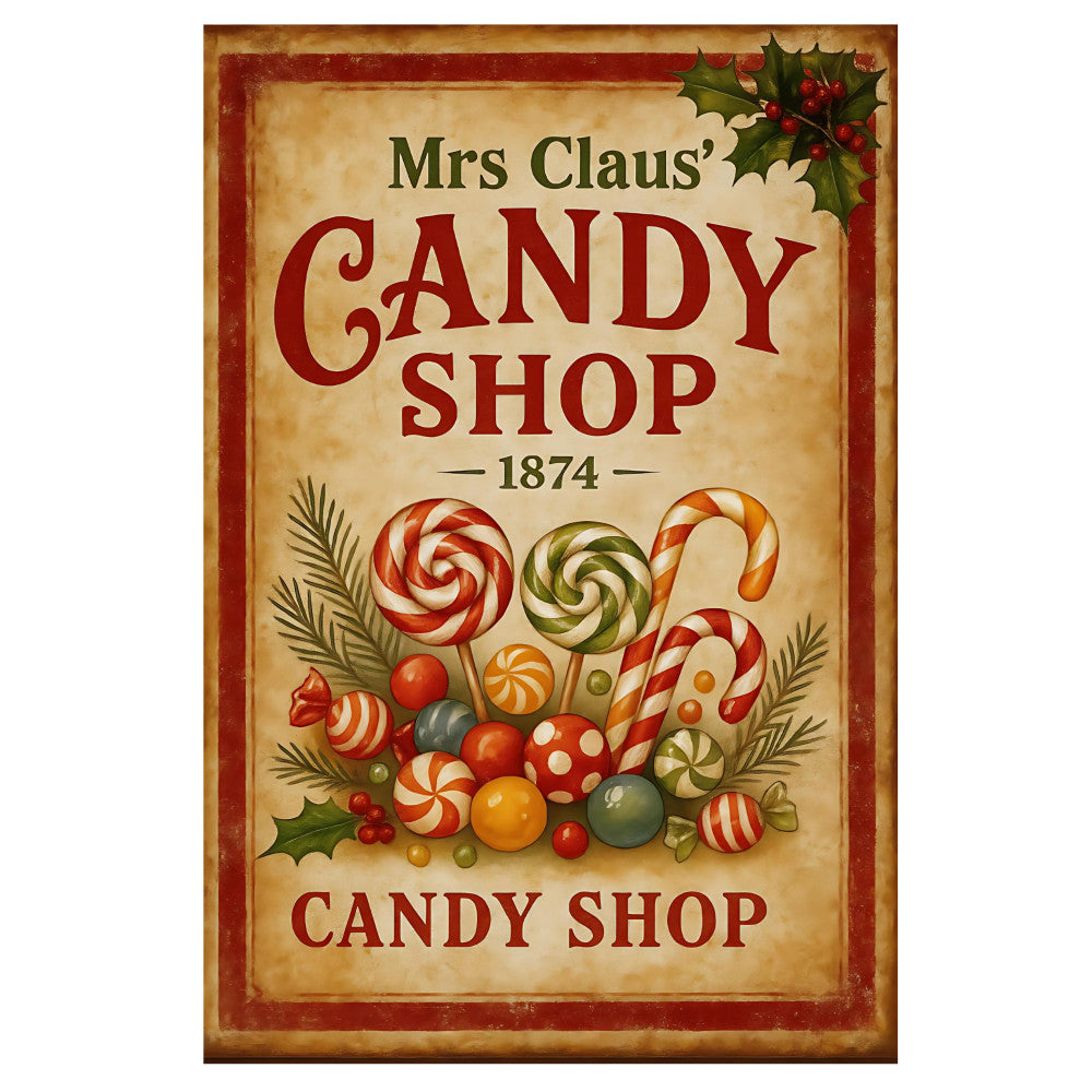 Old Christmas Sign Fabric Panel 1