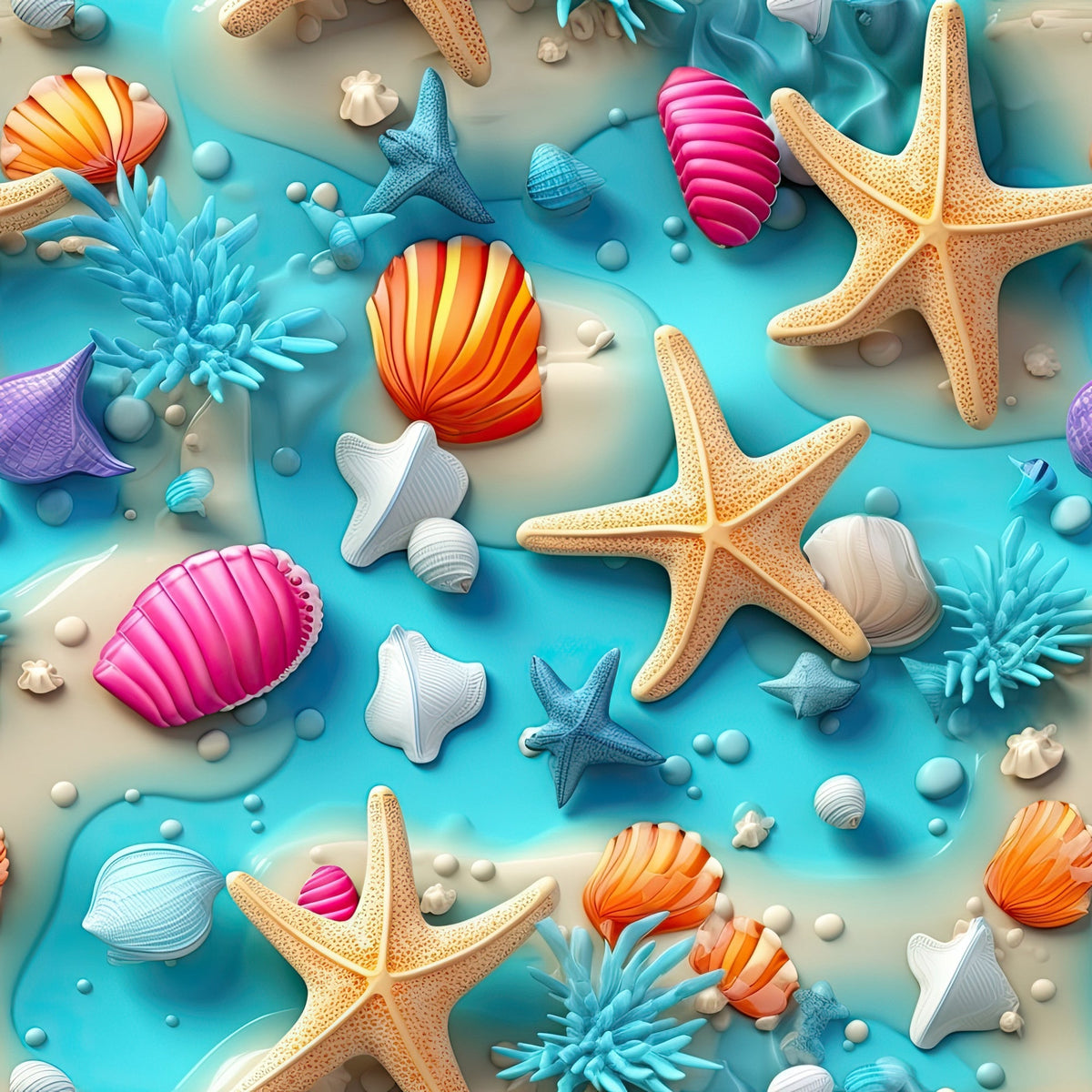 Seashell Shores Pattern 6 Minky Fabric