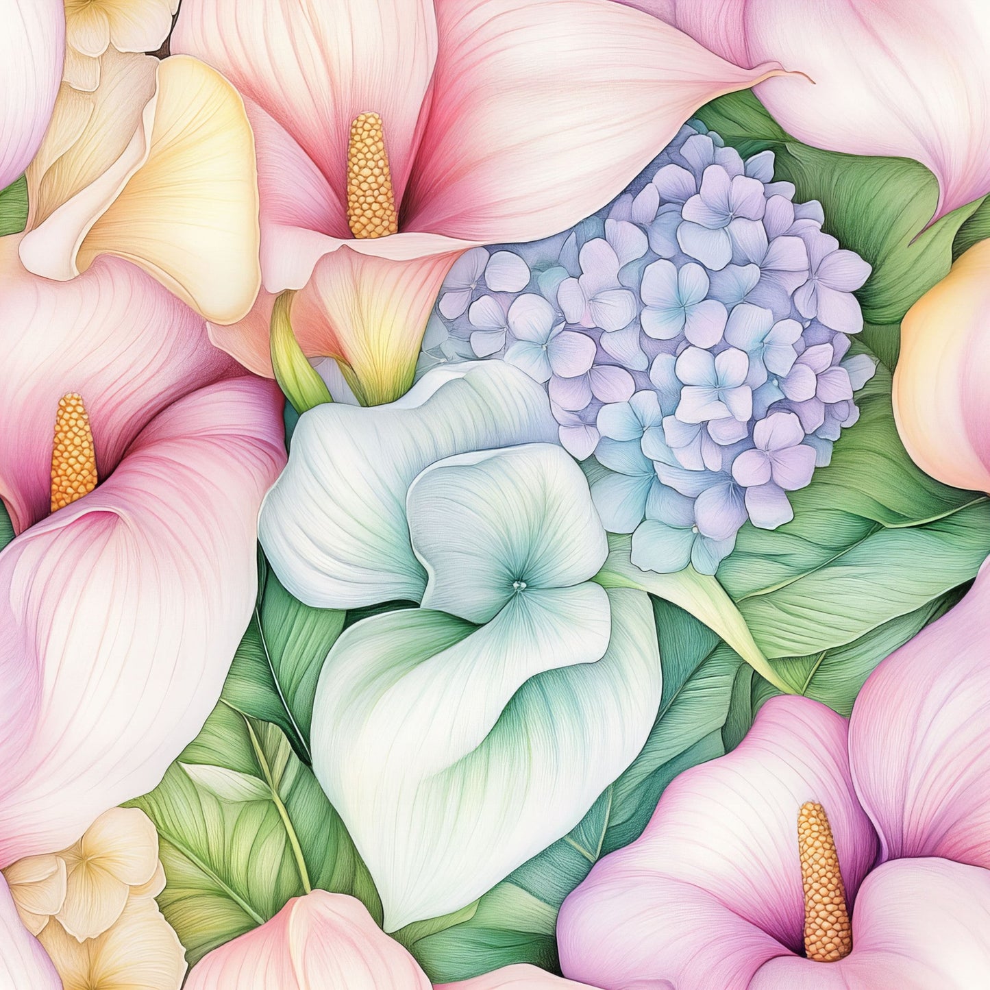 Pastel Calla Lily Pattern 6 Quilting Cotton Fabric