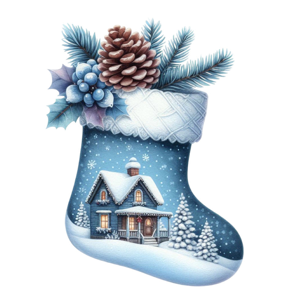 Christmas Stocking Scene Fabric Panel 10