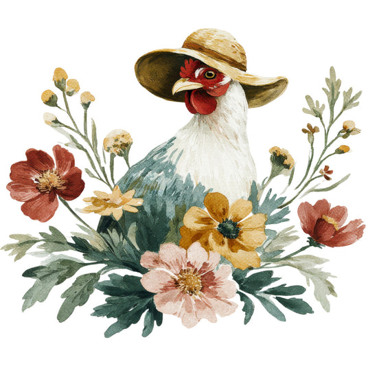 Farmhouse Chicken Decor Fabric Panel 24