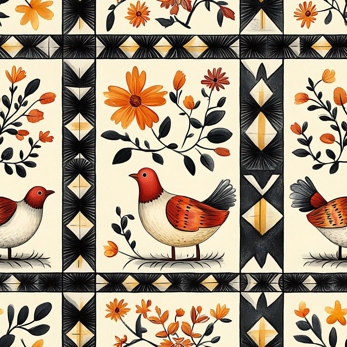 Folk Harvest Pattern 15 Minky Fabric