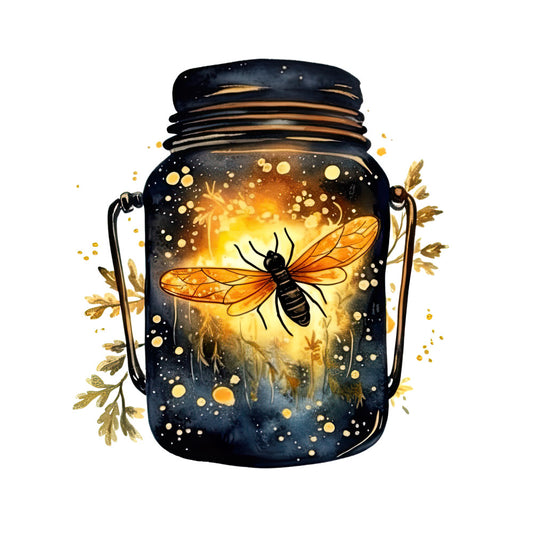 Fireflies in a Jar Fabric Panel 1