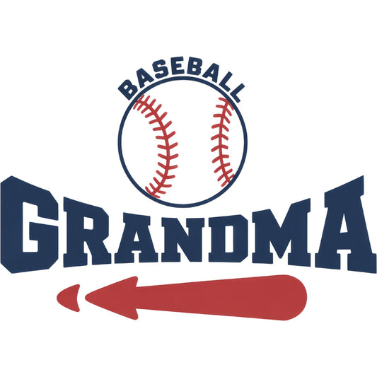 baseball, grandma, sports, navy blue, red, white, baseball bat, ball, baseball themed, sports theme, americana, patriotic, family, love, grandparent, gift, retro, vintage style, casual, fun, playful, hobby, recreation, generations, family bonding, keepsake, nostalgic, classic sports, traditional