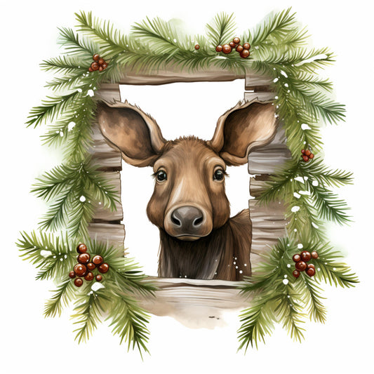 Peeking Moose Fabric Panel 7