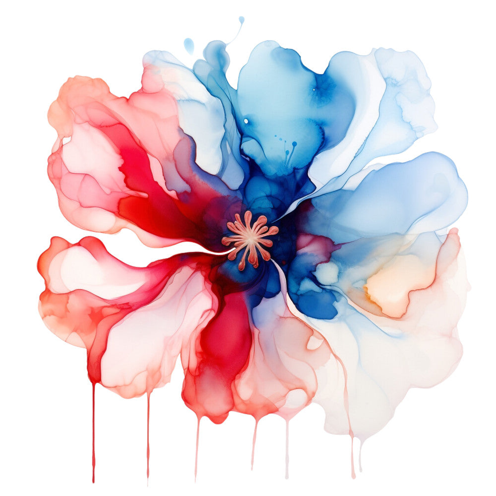 Alcohol Ink Flower Fabric Panel 17