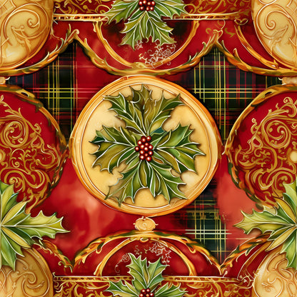 Gilded Tartan Blooms Pattern 1 Minky Fabric