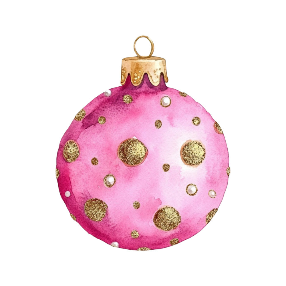 Watercolor Christmas Ornaments Fabric Panel 26