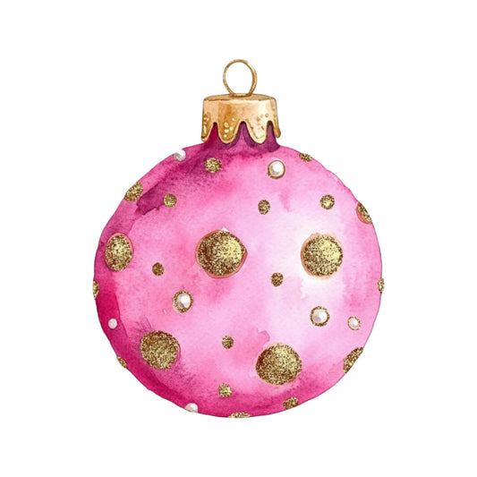 Watercolor Christmas Ornaments Fabric Panel 26