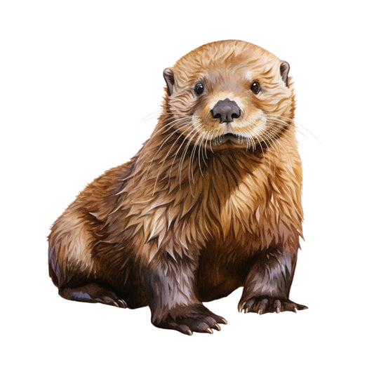 otter, river otter, sea otter, animal, wildlife, nature, brown, tan, cream, beige, chocolate brown, whimsical, cute, adorable, children's, kids, baby, playful, realistic, portrait, water animal, furry, cozy, rustic, woodland, forest, charming, illustration style, character fabric