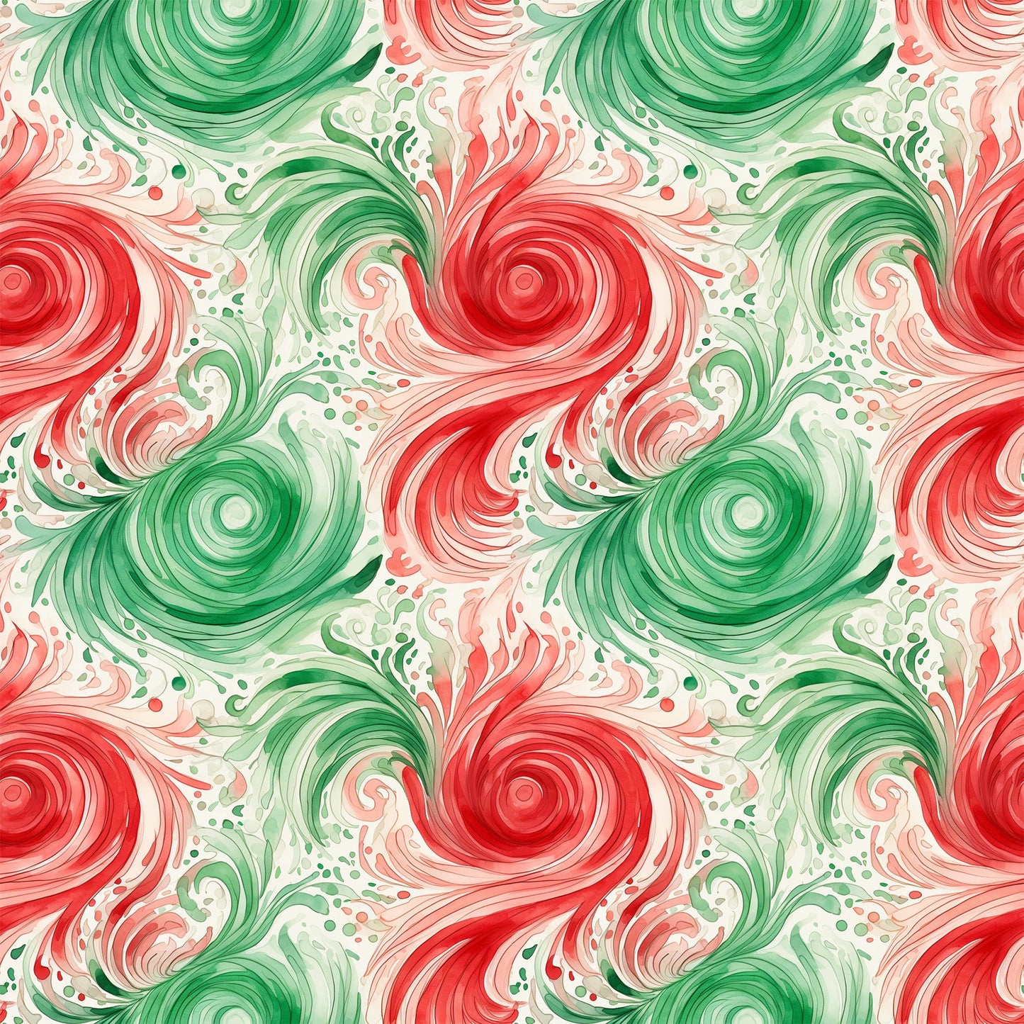 Watercolor Christmas Swirls Pattern 11 Quilting Cotton Fabric