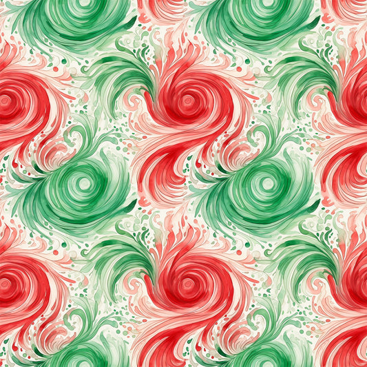 Watercolor Christmas Swirls Pattern 11 Quilting Cotton Fabric