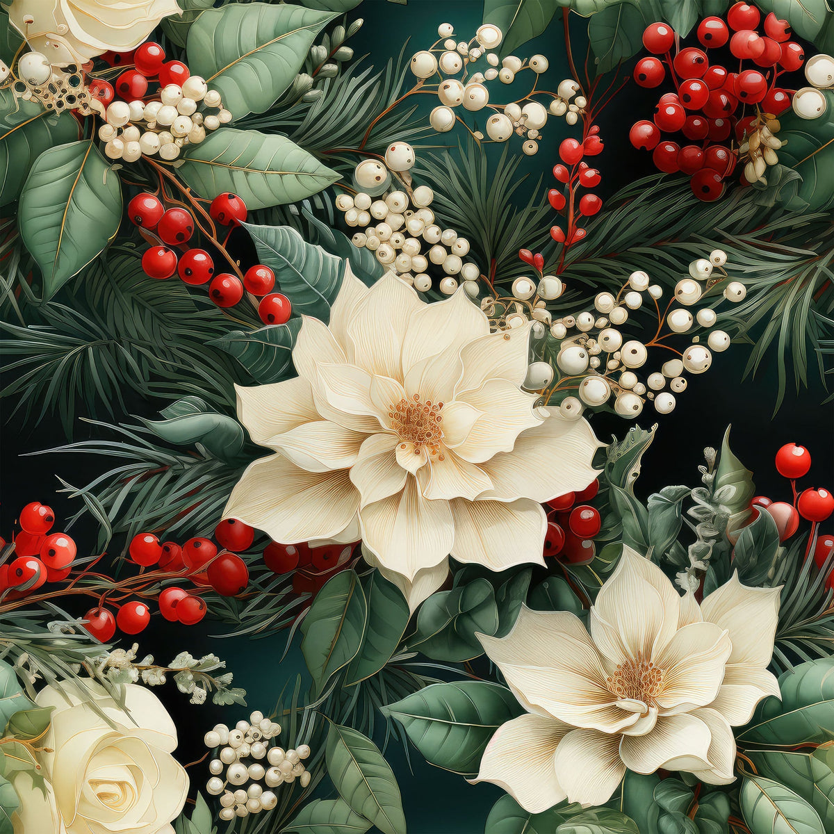 Winterberry Blooms Pattern 3 Minky Fabric