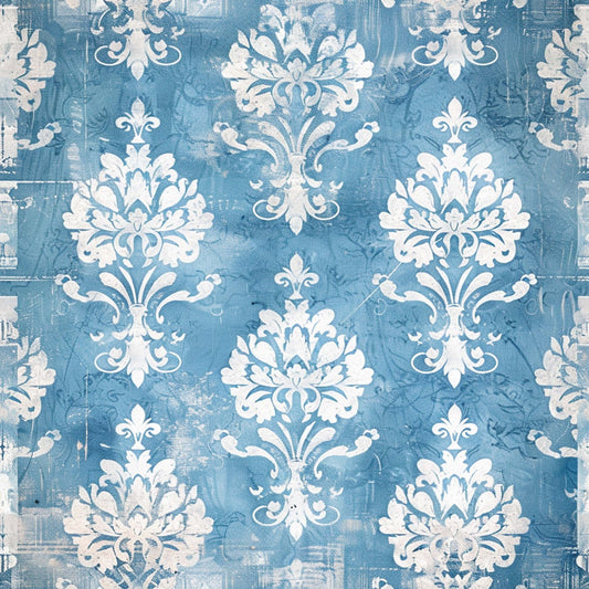 Vintage Farmhouse Blue Pattern 16 Quilting Cotton Fabric