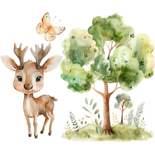 Woodland Animals World Fabric Panel 54