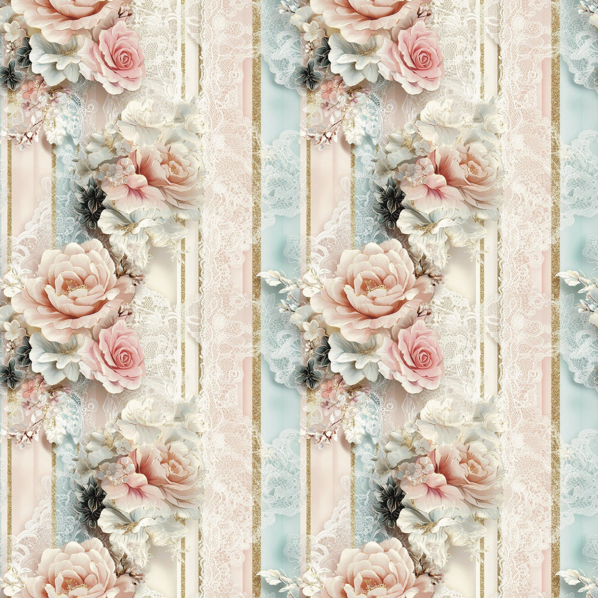 Roses and Lace Pattern 3 Minky Fabric