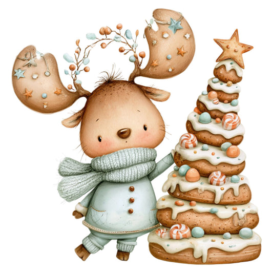 reindeer, gingerbread, christmas, holiday, winter, cream, tan, brown, sage green, dusty blue, coral, stars, gingerbread cookies, candy canes, whimsical, cute, festive, children, baby, animals, nature, rustic, vintage, soft, charming, sweet, decorative, seasonal, nursery