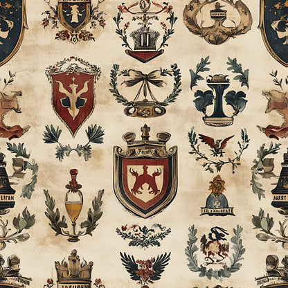 Rustic German Banners and Shields Pattern 7 Quilting Cotton Fabric
