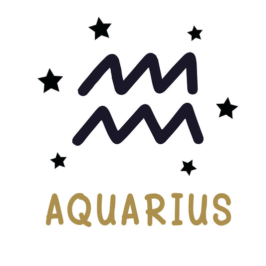 aquarius, zodiac, astrology, wavy lines, wave pattern, geometric, stars, celestial, navy blue, dark blue, gold, golden yellow, modern, contemporary, abstract, whimsical, horoscope, astrological sign, constellation, star motif, striped, undulating pattern, minimalist, wall art, home decor, bedroom, nursery, unisex, trendy, cosmic