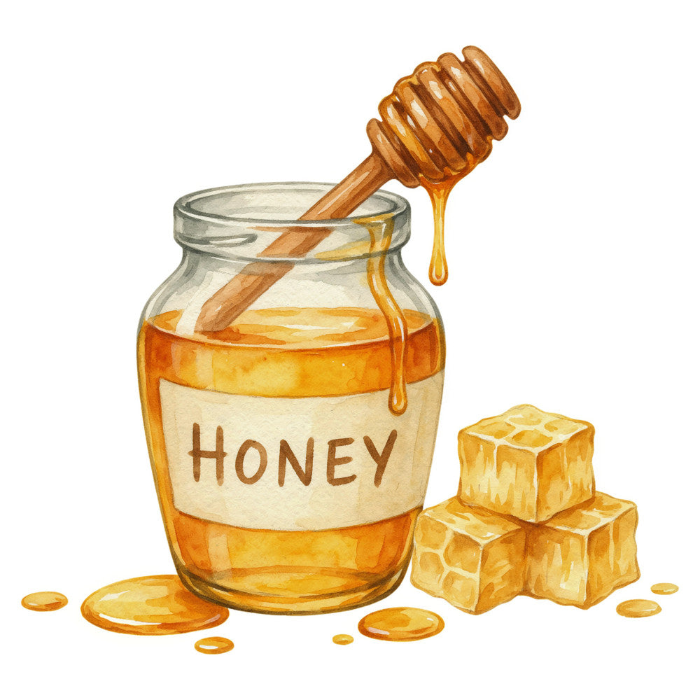 honey gold, golden yellow, amber, warm yellow, honeycomb, honey jar, beeswax, natural tones, food theme, kitchen, farmhouse, rustic, cottage, vintage, whimsical, sweet treats, nature-inspired, apiary, honey dipper, homemade, country, warm colors, ochre, butter yellow, beige, cream, food illustration, culinary, pantry, harvests