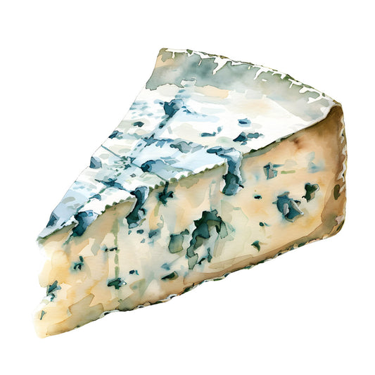 blue cheese, gorgonzola, stilton, cheese wedge, food art, watercolor cheese, teal blue veining, cream colored, tan beige, white rind, marble pattern, mottled texture, abstract food, realistic cheese, gourmet, artisan, farmhouse kitchen, food illustration, culinary art, kitchen decor, foodie, modern food art, neutral tones, kitchen textile, home decor, table linens, appetizer theme, delicatessen style, sophisticated, elegant food art